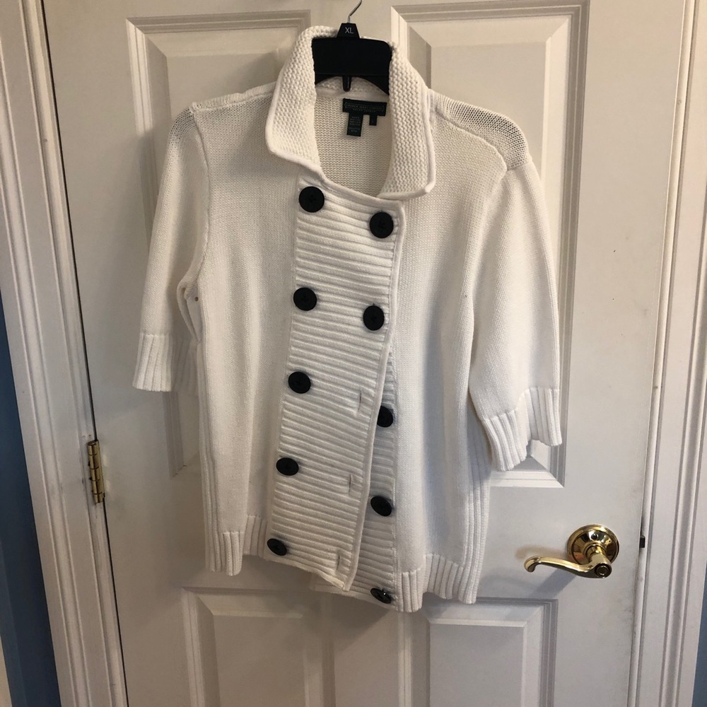 Ralph Lauren White short sleeve button sweater